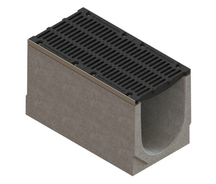 Лоток водовідвідний з ухилом 0,5% бетонний Mega DN400 H485-480 з решіткою чавунною щілинною E600 04800/485-480 фото